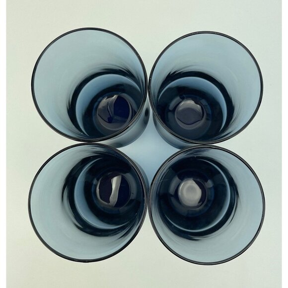 Vintage 70s glass tumblers, Libbey Apollo dusky blue tumblers, set of 4 - Picture 4 of 5